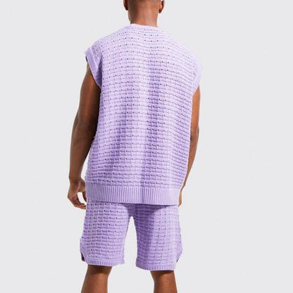 Costume deux pièces ample et tendance pour hommes, chemise à manches courtes et short