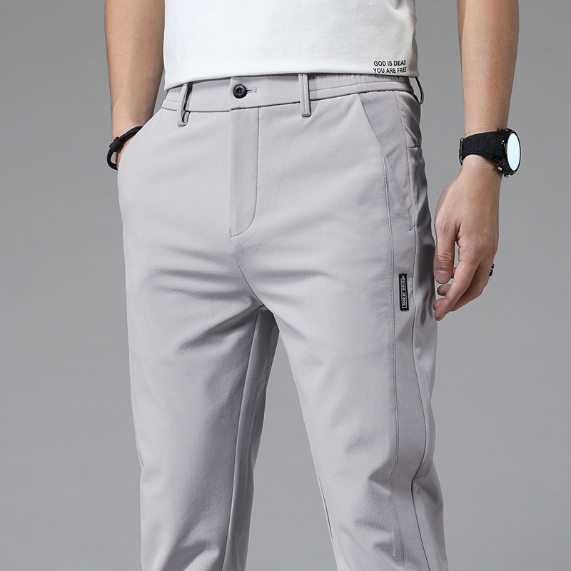 Ice Silk Men's Fashionable Elastic Waist Ultra-thin Casual Pants