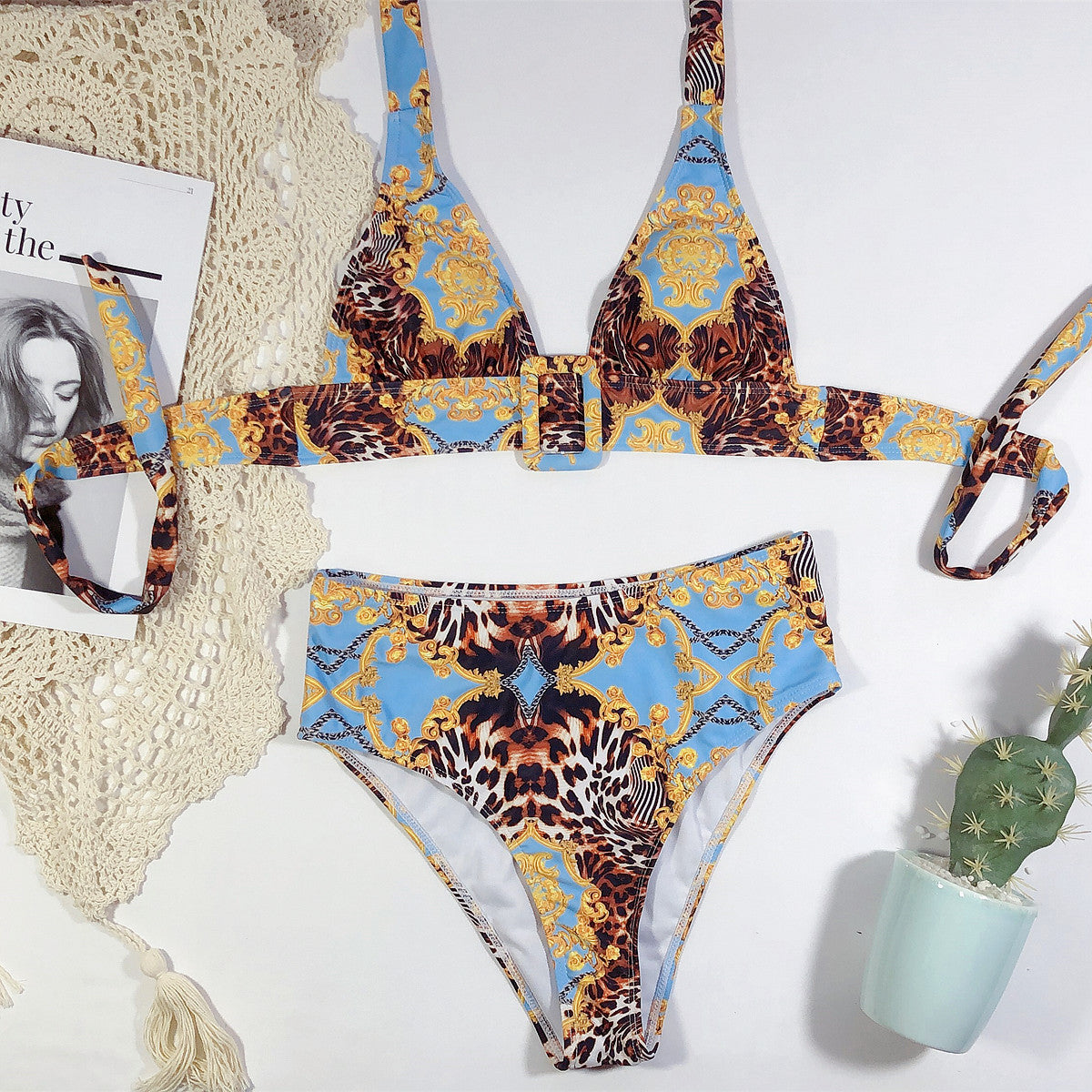 Printed halter bikini