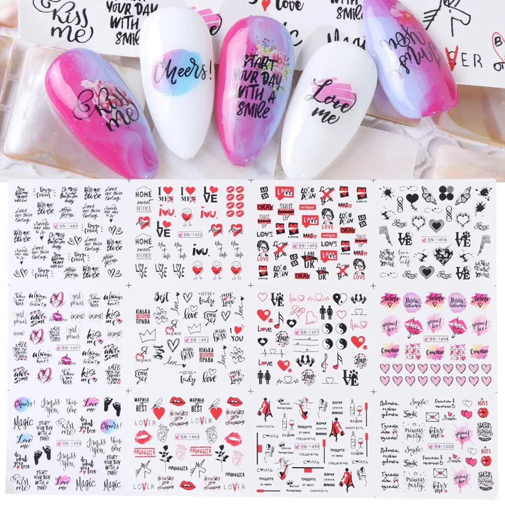 Hot Sale Love Lip Print Letter Nail Sticker