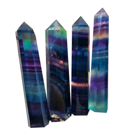 Natural fluorite crystal column decoration