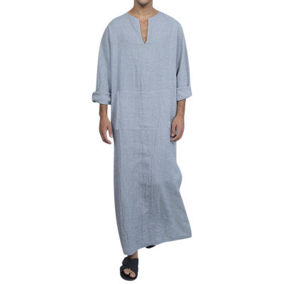 Contrast color stitching long T-shirt robe