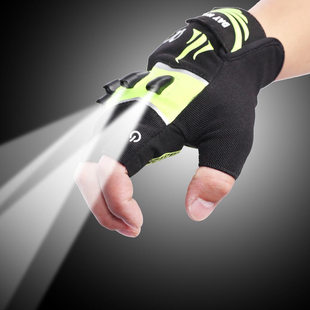 Fingerless Outdoor Sports Cycling Lighting Gloves