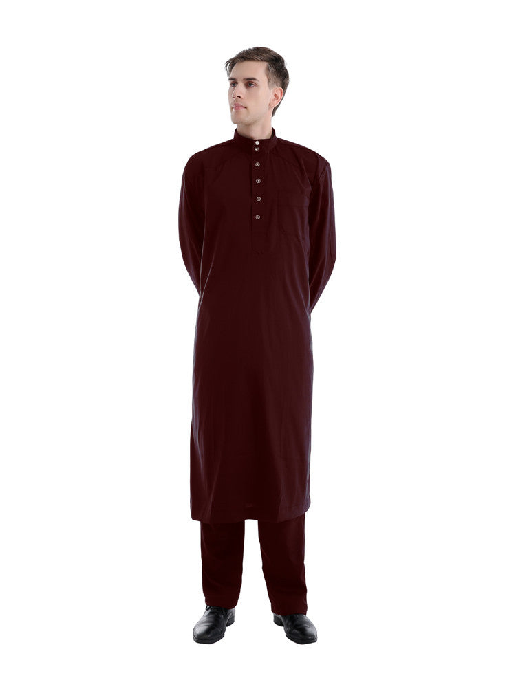 Muslim Two-piece Solid Color Men's Robe