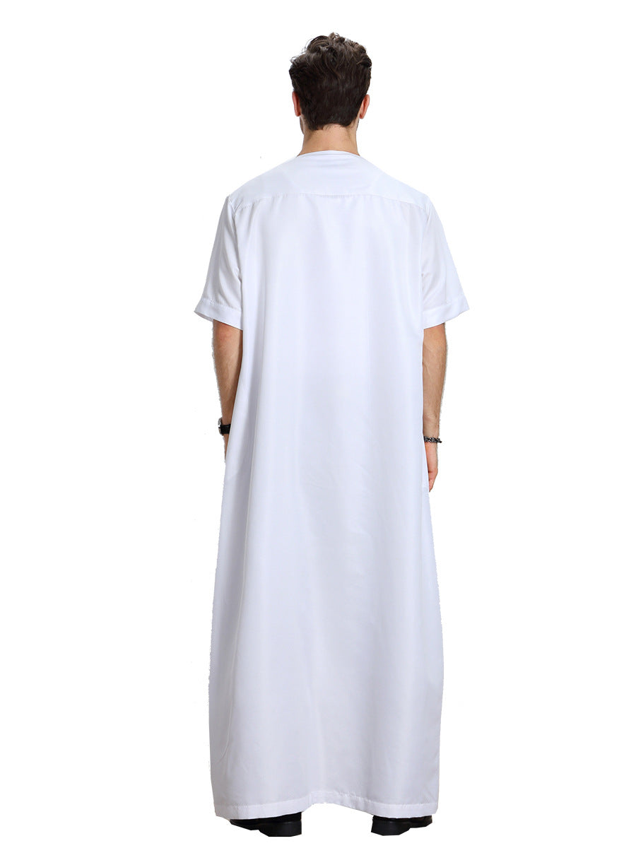 Men's Muslim Arab Short-sleeved Solid Color Robe