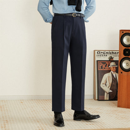 Men's Stretch Washed Cotton High Waist Straight Pants