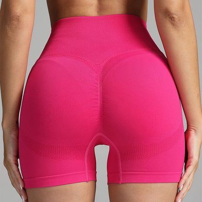 Shorts de yoga sans couture pour femmes, couleur unie, taille haute, pantalon de fitness,