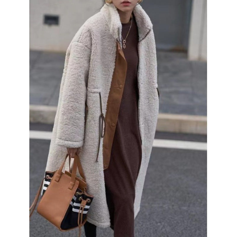 Mid-length thick cotton wool coat