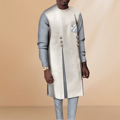 Chemise et pantalon pour hommes décontractés africains, vêtements tribu