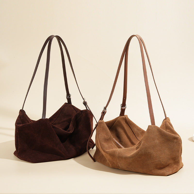 High-grade Large-capacity Frosted Idle Style Suede Crossbody Shoulder Bag