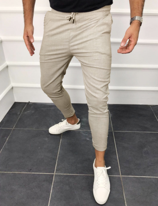 Lace-up casual pants solid color jogging pants