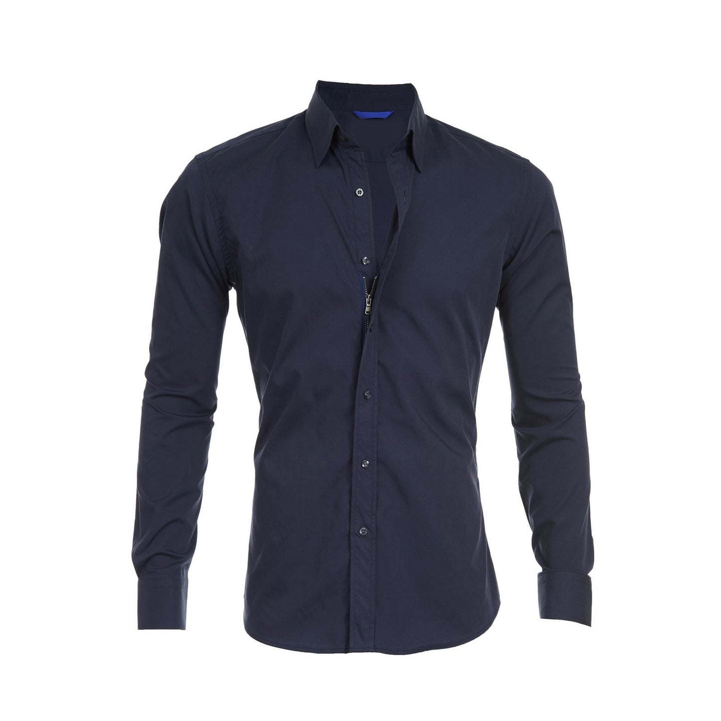 Summer Lapels Solid Color Long Sleeve Button Men