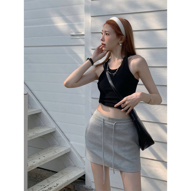 Korean Version Of Spicy Girl Drawstring Buttocks Wrapped Skirt For Women