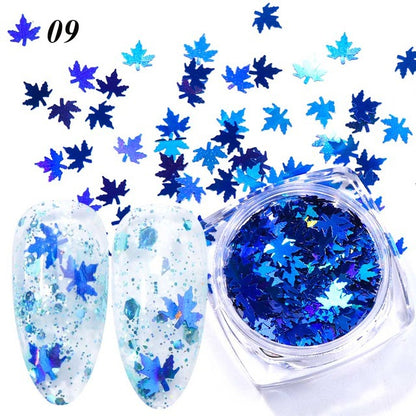 Gradient Maple Leaf Nail Sequins