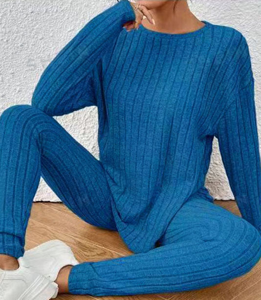 Round Neck Long Sleeve Fashion Exercise Homewear Suit