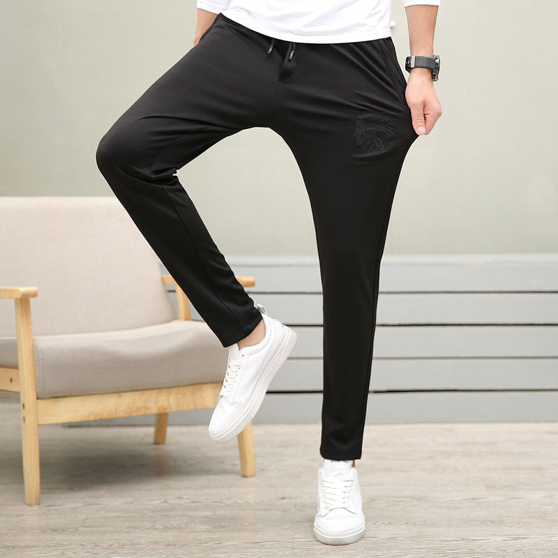 New men's casual pants solid color cropped pants