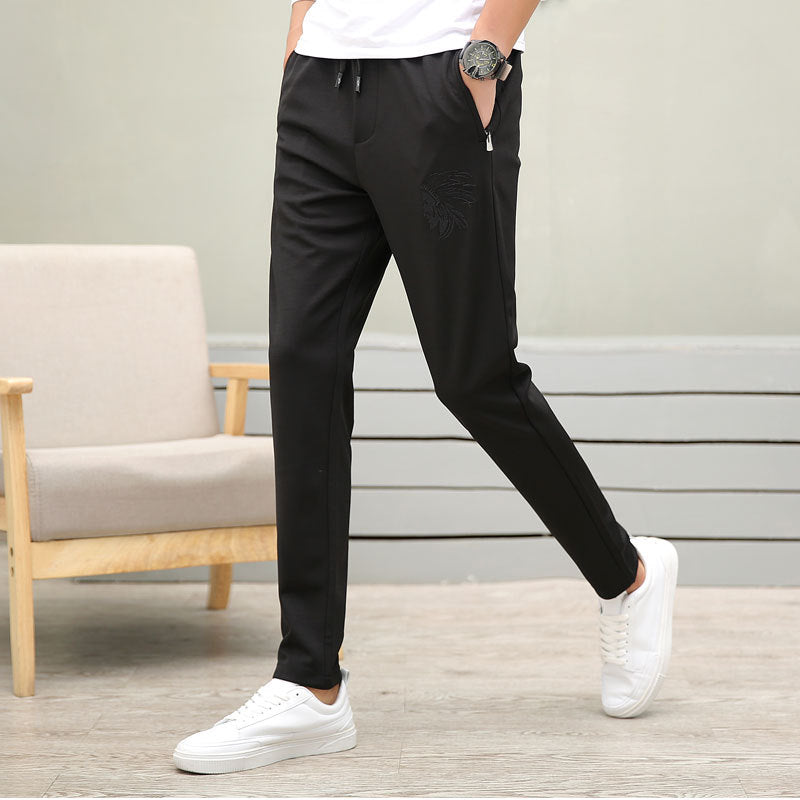 New men's casual pants solid color cropped pants