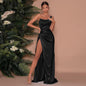 Robe longue taille haute fendue