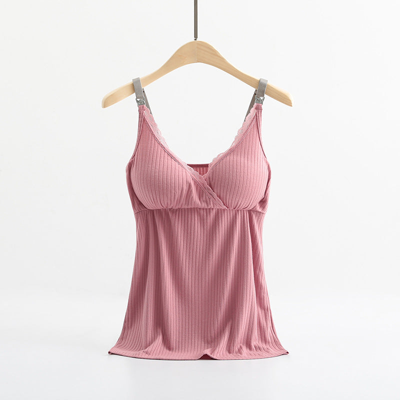 Breast feeding vest with cross elastic bra