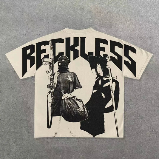 T-shirt Unisexe Hip Hop Reckless Beige