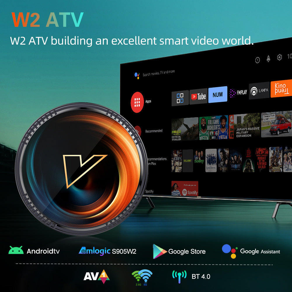 W2 ATV Androidtv11 Smart TVBox AmlogicS905W2 Dual Wifi