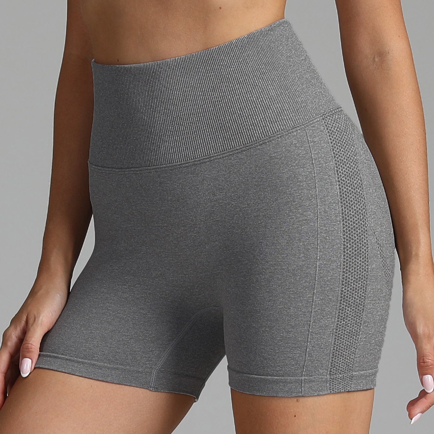 Shorts de yoga sans couture pour femmes, couleur unie, taille haute, pantalon de fitness,