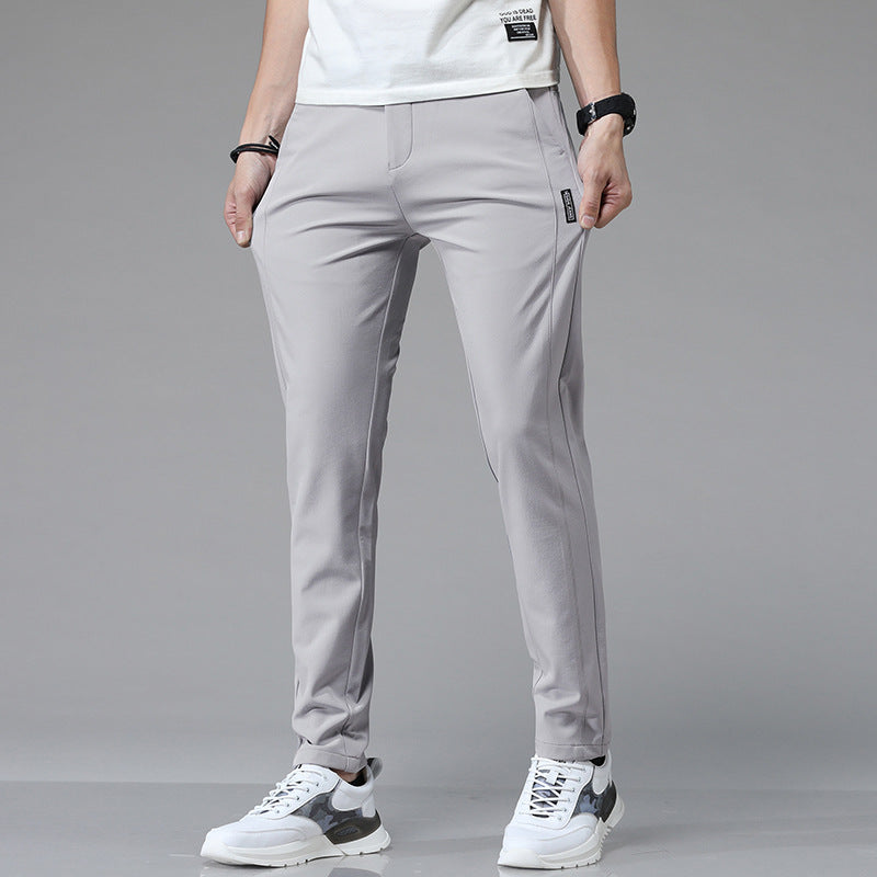 Ice Silk Men's Fashionable Elastic Waist Ultra-thin Casual Pants