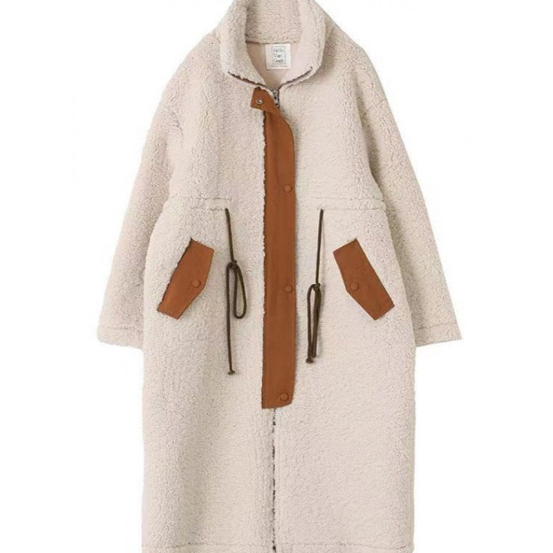 Manteau en laine épais coton mi-long