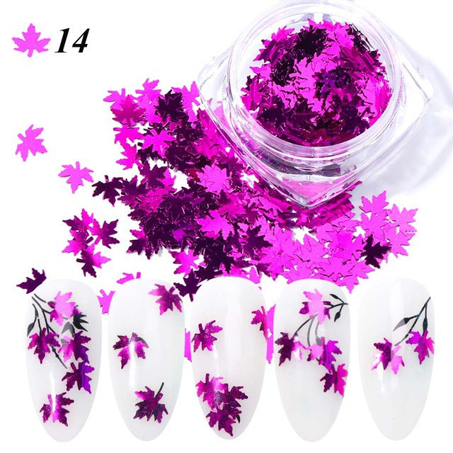 Gradient Maple Leaf Nail Sequins