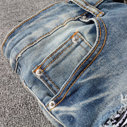 Fashion Men's Knee Hole Patch Jeans