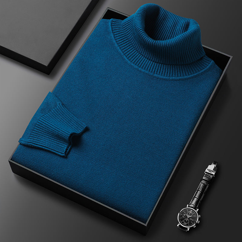 solid color turtleneck sweater, slim fit 