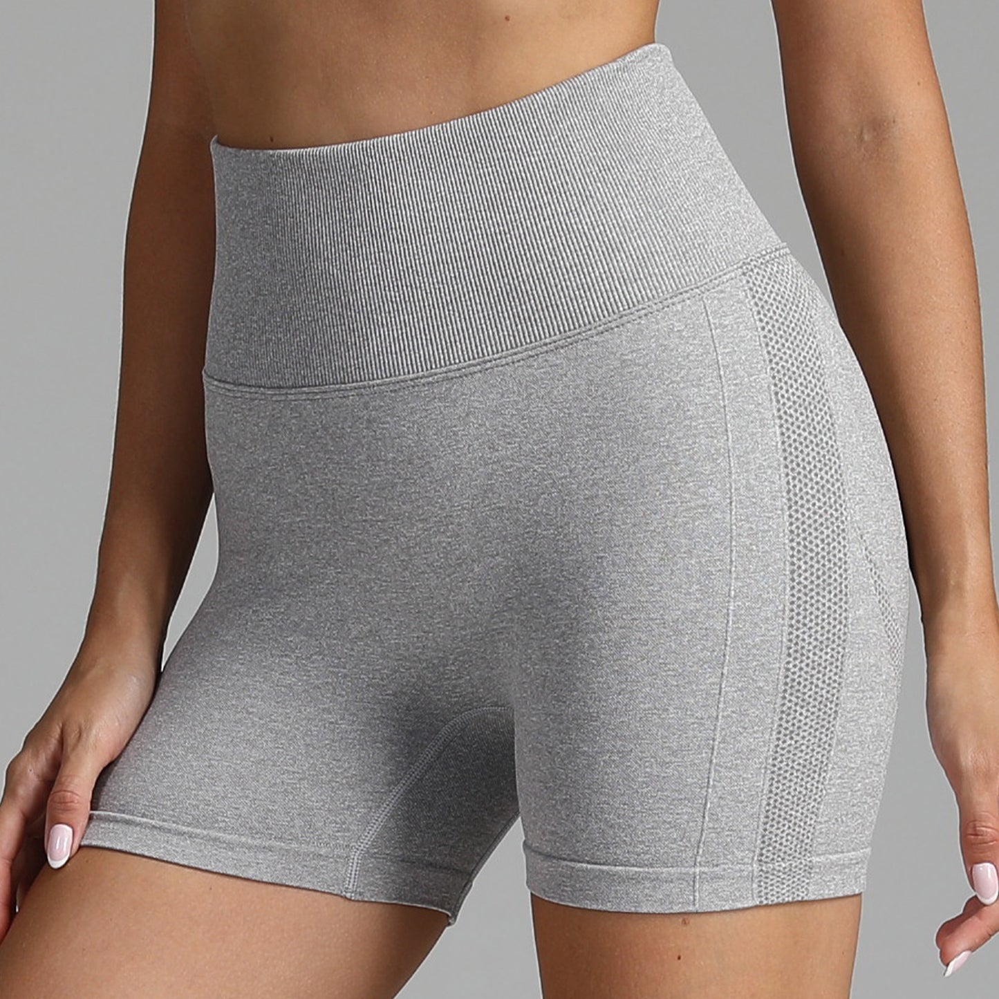 Shorts de yoga sans couture pour femmes, couleur unie, taille haute, pantalon de fitness,