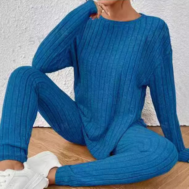 Round Neck Long Sleeve Fashion Exercise Homewear Suit