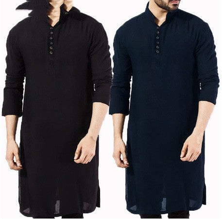 Arab Style Fashion Simple Long Men's Shirt Muslim Robe