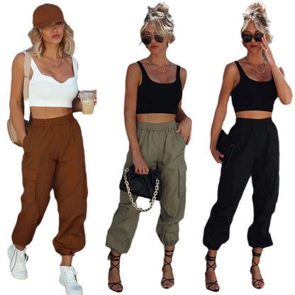 Multi-pocket Cargo Pants Women's Elastic Waist Loose