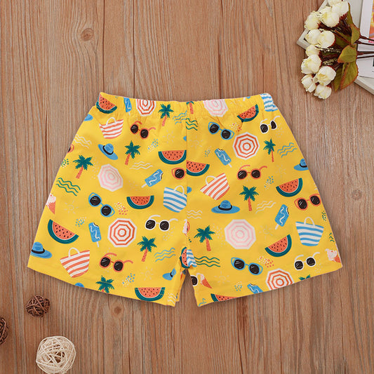 Printed yellow beach pants