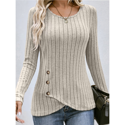 Women's Button Round Neck Sweater