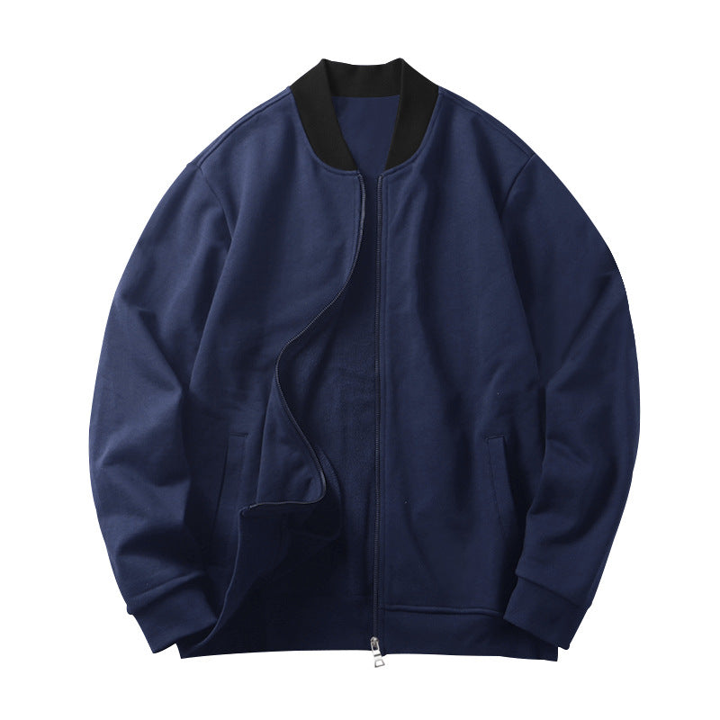 Men's Fashion Casual Solid Navy Blue Color Oversized Coat