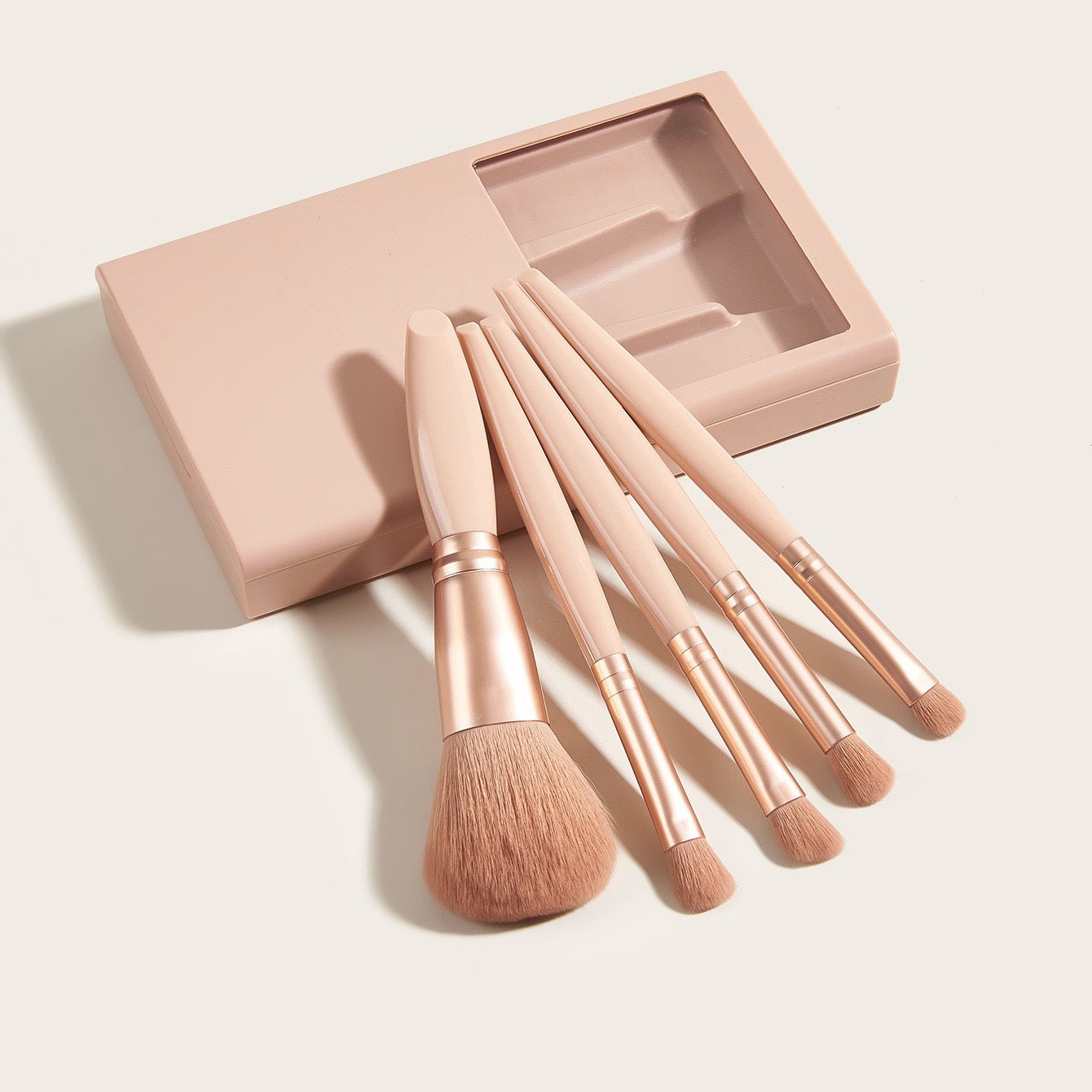 5 PCs Makeup Brushes With Mirror Travel Set