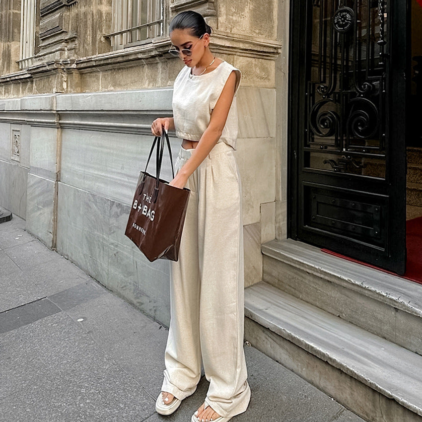 Pantalon gilet court vêtements deux pièces pour femmes