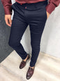 Men's Solid Color Casual Tapered Formal Pants