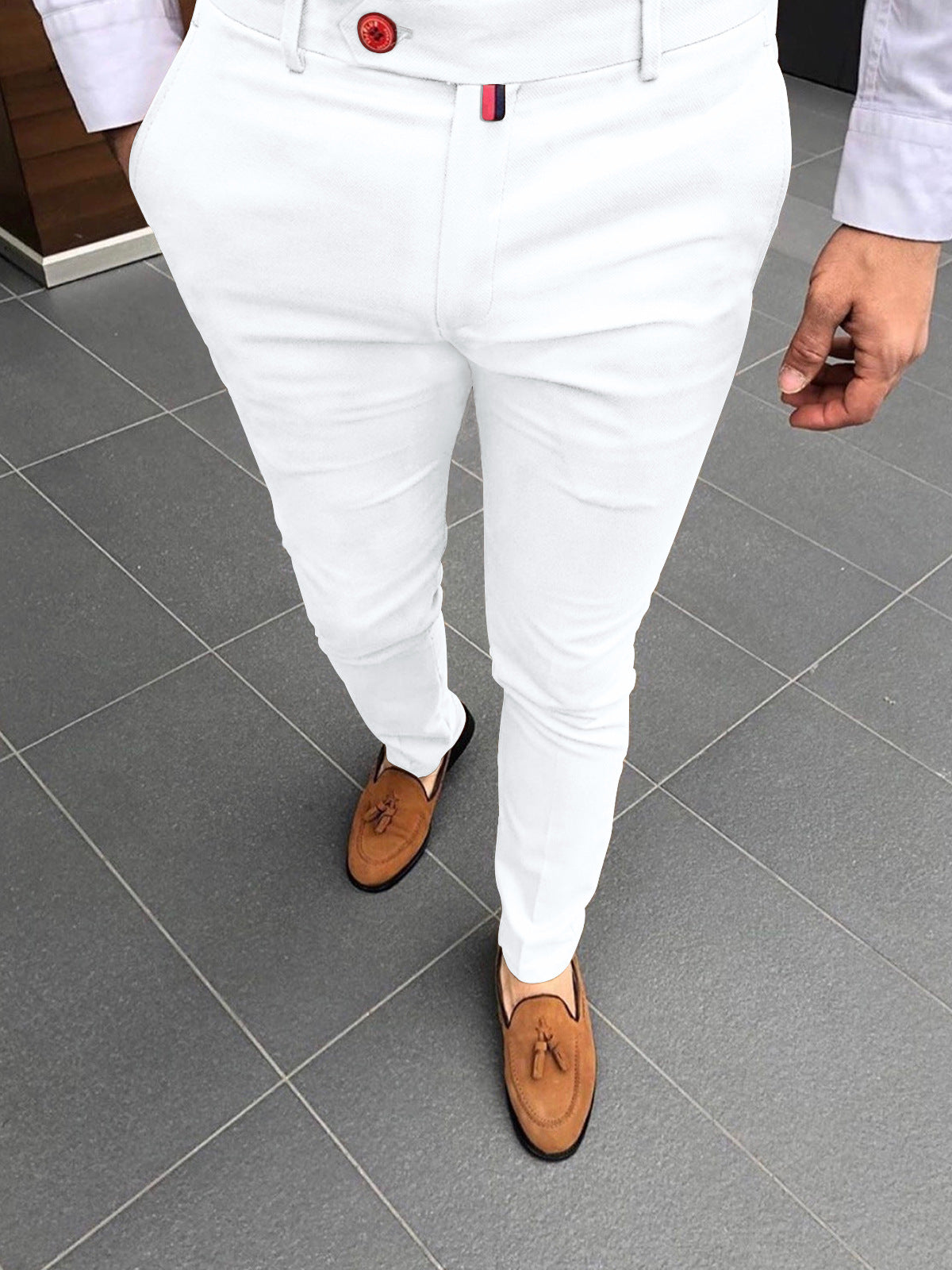 Men's Solid Color Casual Tapered Formal Pants