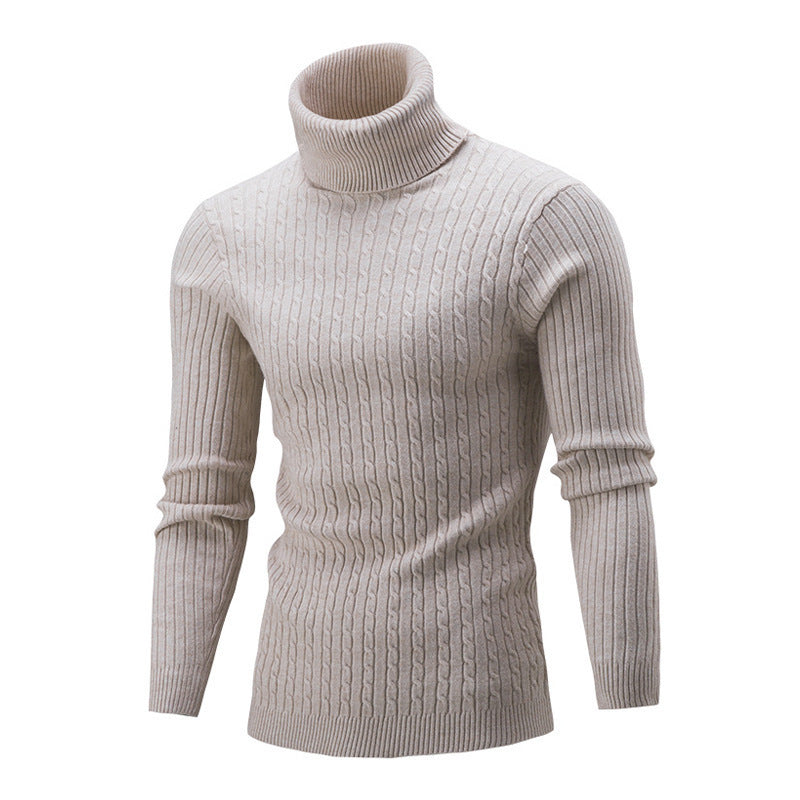 khaki men's casual long sleeve sweater 