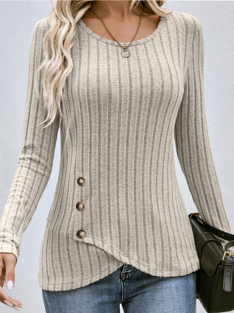 Women's Button Round Neck Sweater