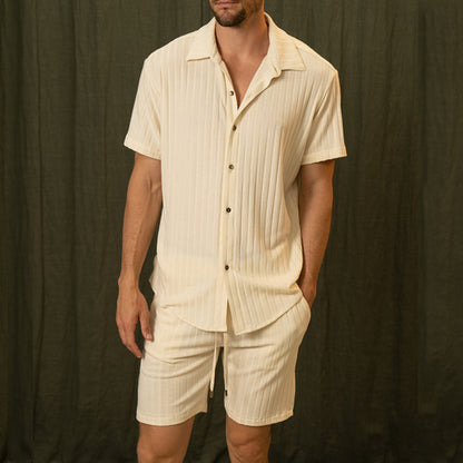 Chemise à manches courtes et shorts ensemble deux pièces Costume pour hommes