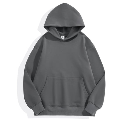 Sweat à capuche brossé de marque de mode lourde à capuche gris