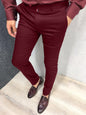 Men's Solid Color Casual Tapered Formal Pants