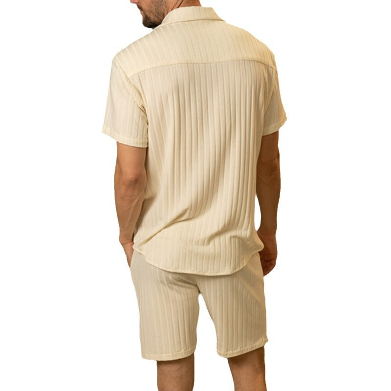 Chemise à manches courtes et shorts ensemble deux pièces Costume pour hommes