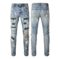 Diamond Patch Stretch Retro Jeans