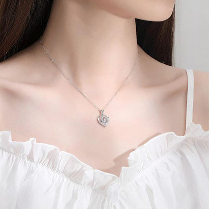 S925 Beating Heart-shaped Necklace Women Luxury Love Rhinestones Necklace Jewelry Gift For Valentine's Day